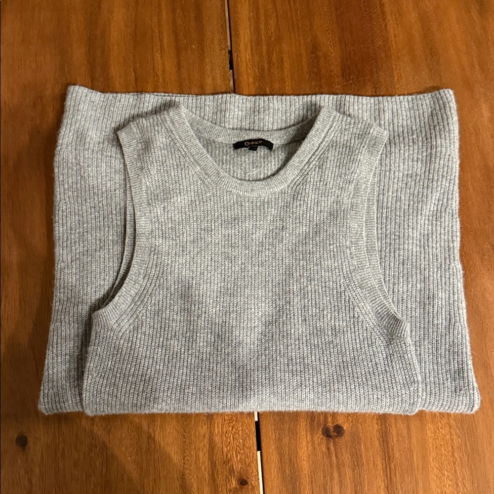 Quince Gray Cashmere Midi Sweater Dress Sleeveless Minimalist XS